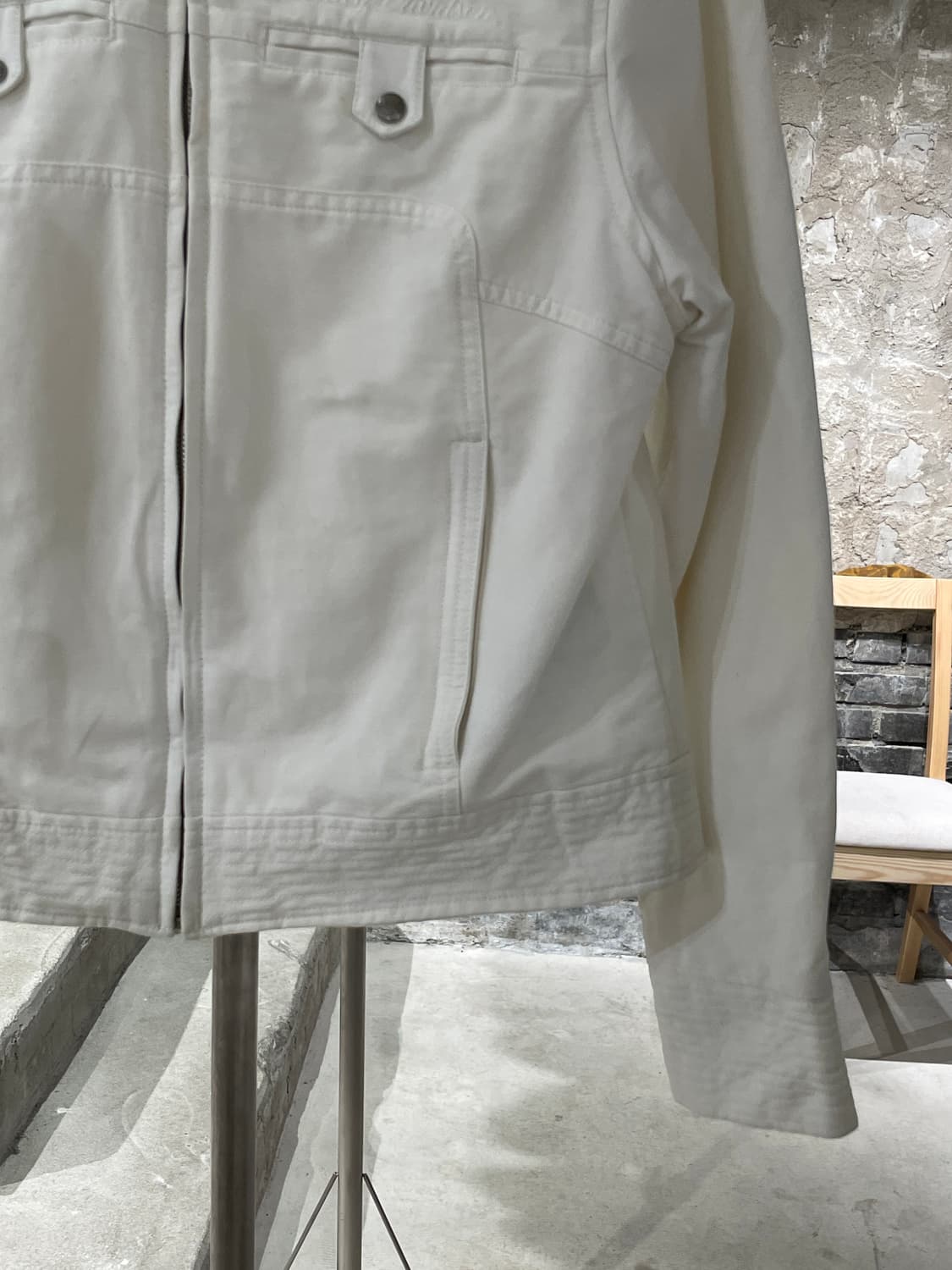 할리 데이비슨 화이트 백 큐빅 레터링 코튼 바이커 자켓 상품이미지5