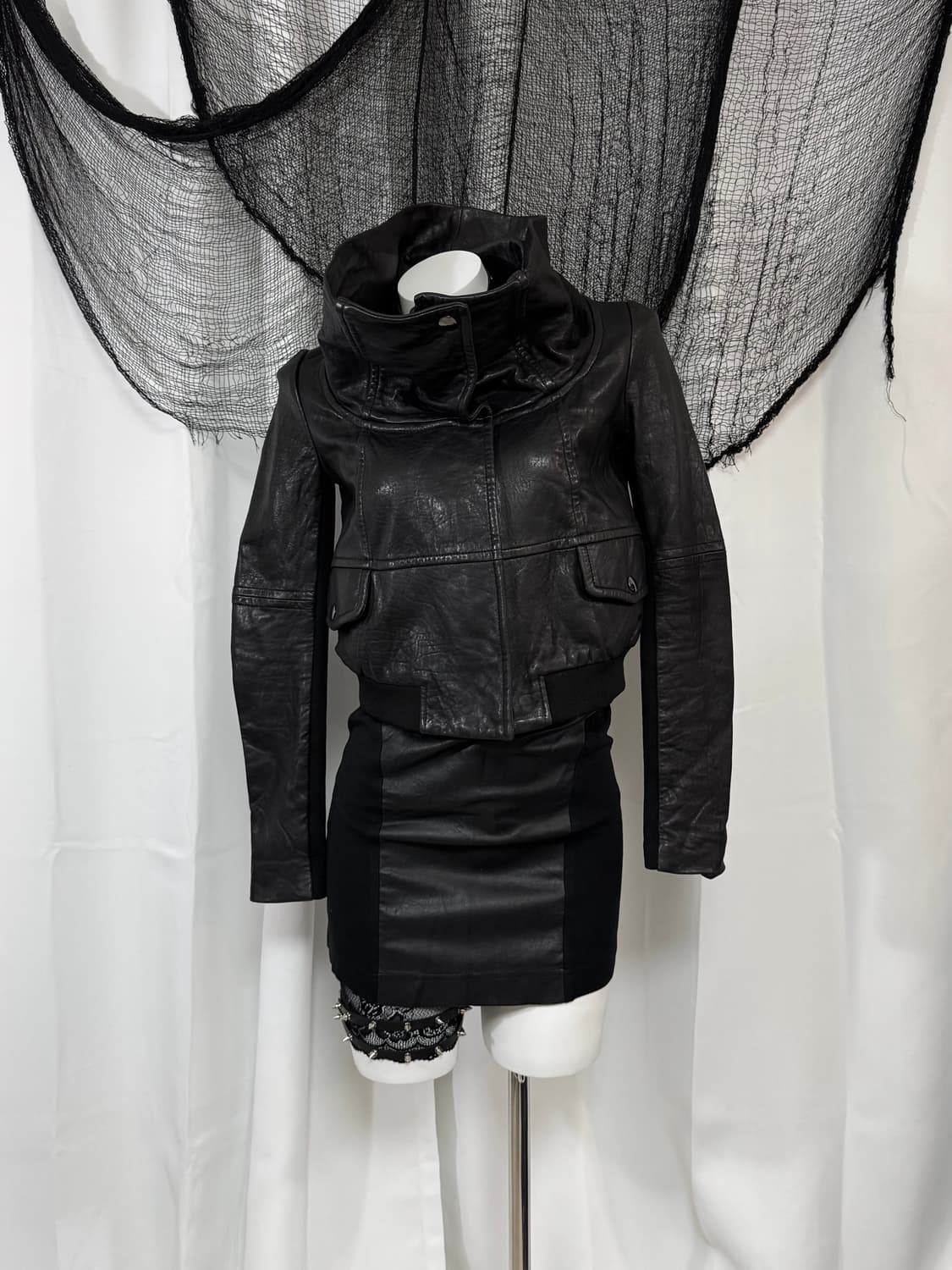 leather high neck jacket 상품이미지4