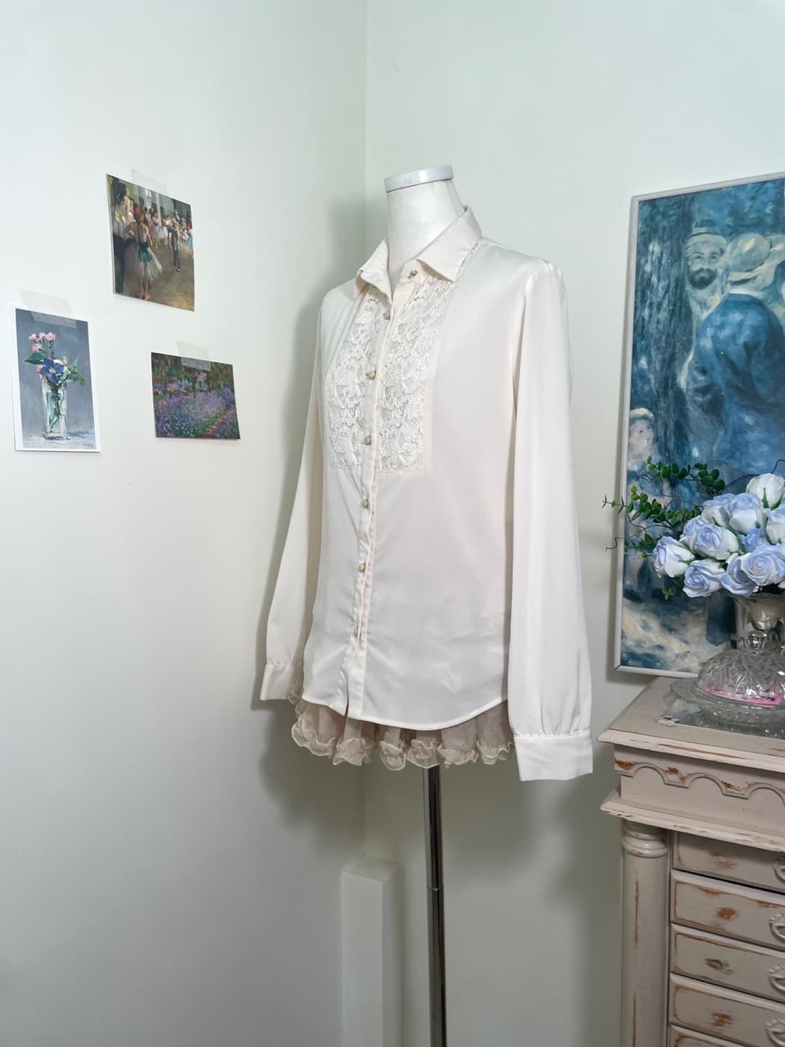 pinkivory lace trim blouse(size-9) 상품이미지2