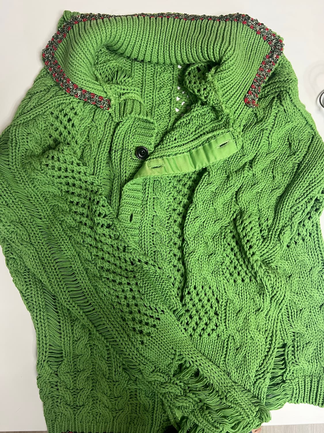 앤더슨벨 케이블 니트 가디건 그린 상품이미지3