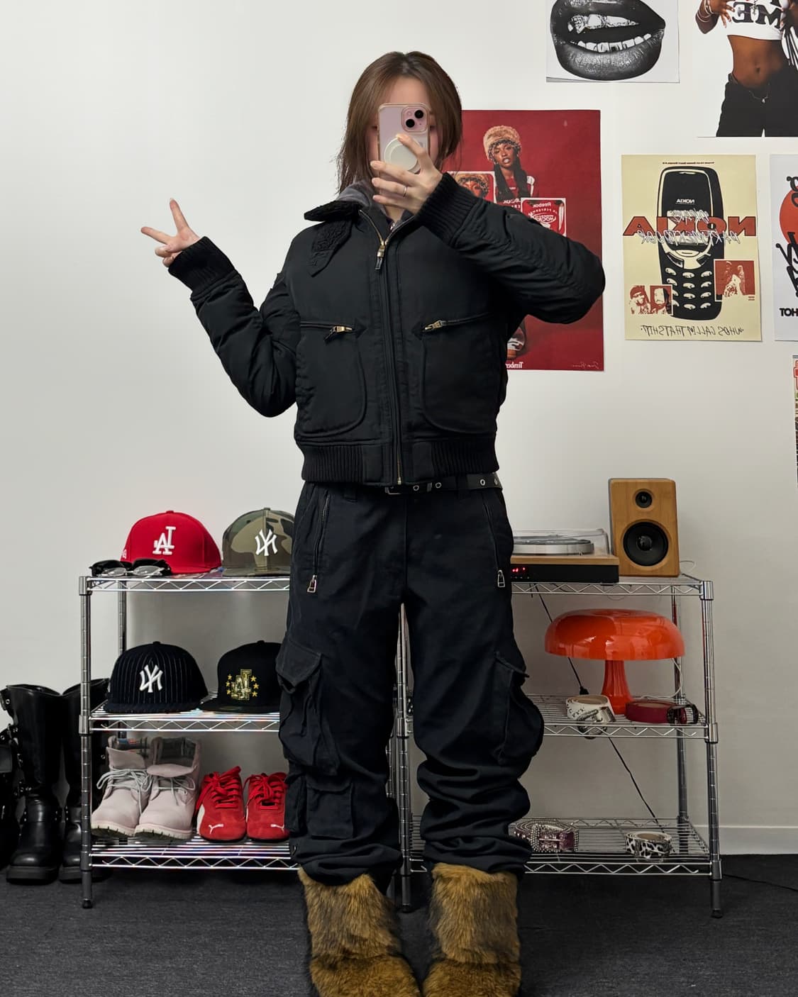 티니위니 퍼 카라 레오파드 항공점퍼 블랙 상품이미지4