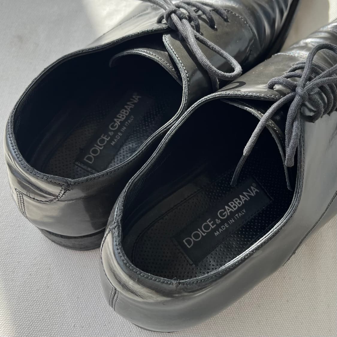 돌체앤가바나 그린 언더톤 블랙 레더 더비 슈즈 상품이미지7