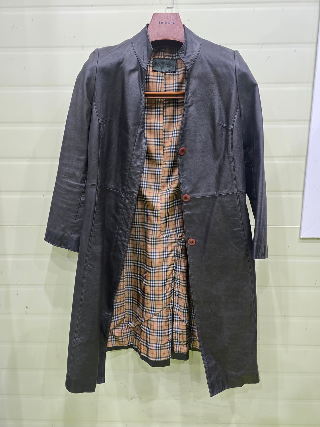 RAPISARDI 체크 안감 소가죽 코트 S 상품이미지1