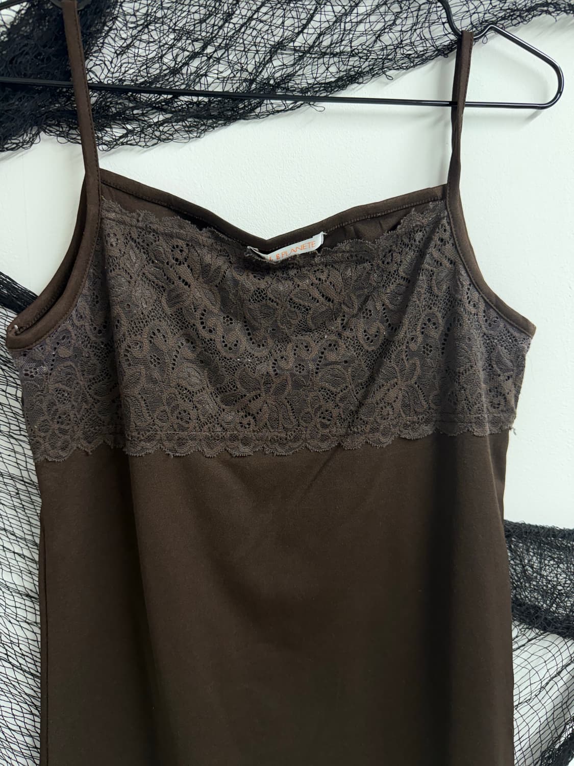 Lace detailed brown camisole 상품이미지3