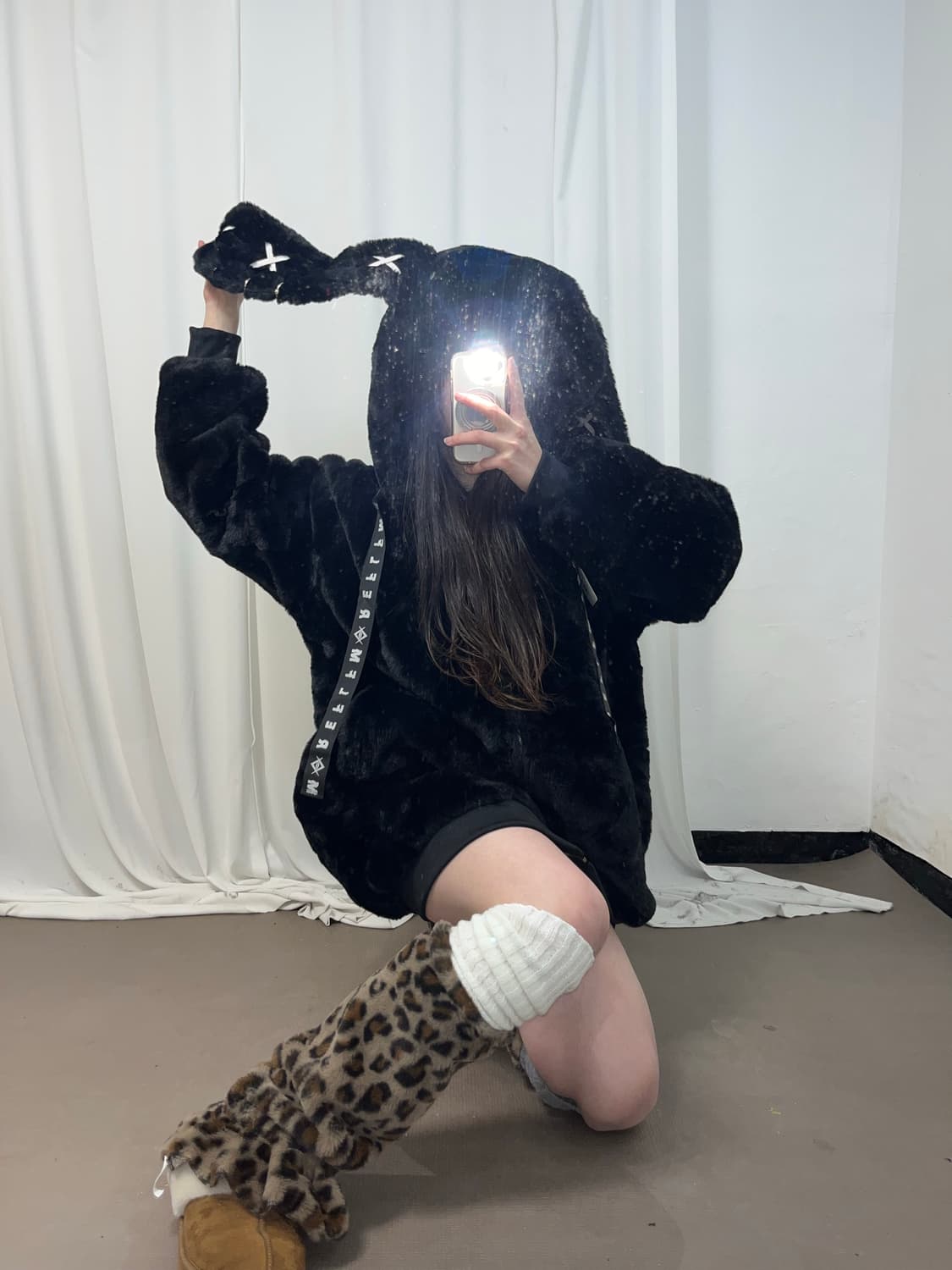 펑크 토끼귀 포인트 후리스 후드집업 상품이미지6