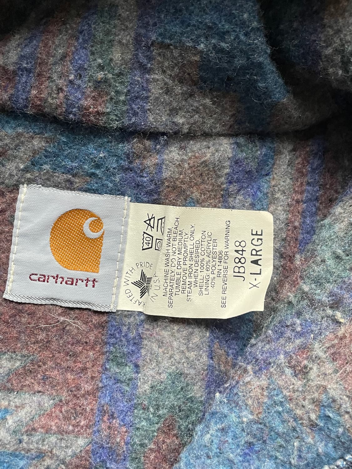 90s 칼하트 아즈텍 액티브 JB848 데님 자켓 carhartt 상품이미지4