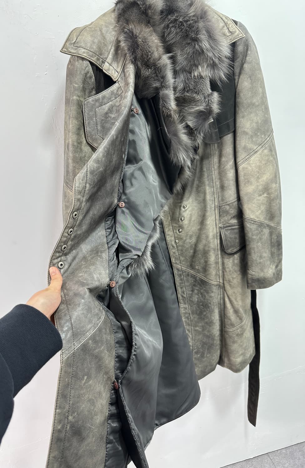 Fox fur trimming leather jacket 상품이미지8