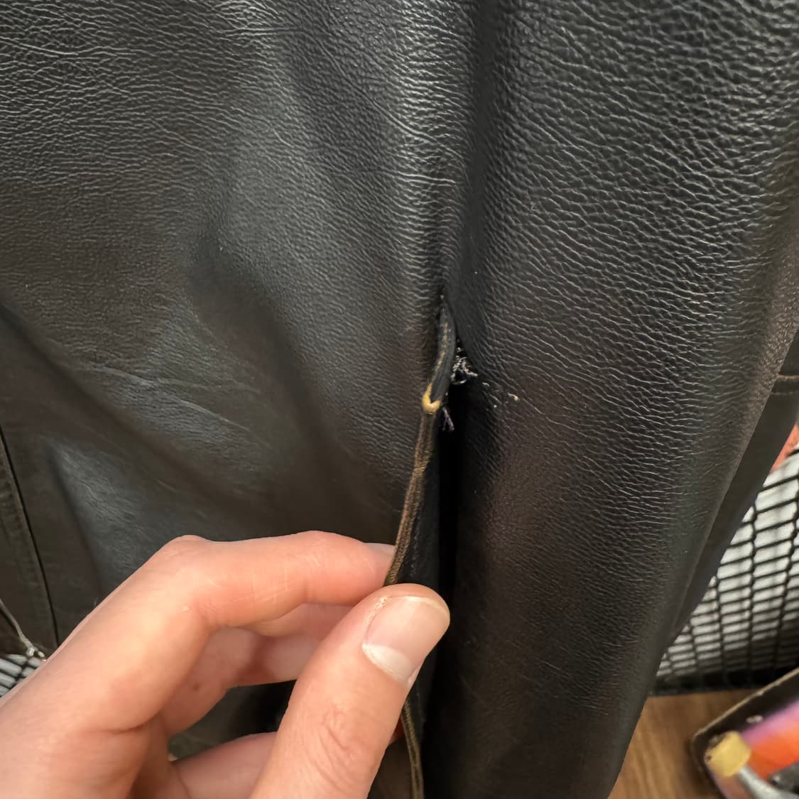 90s JPN VINTAGE 리얼 레더 블루종 자켓 블랙 상품이미지9