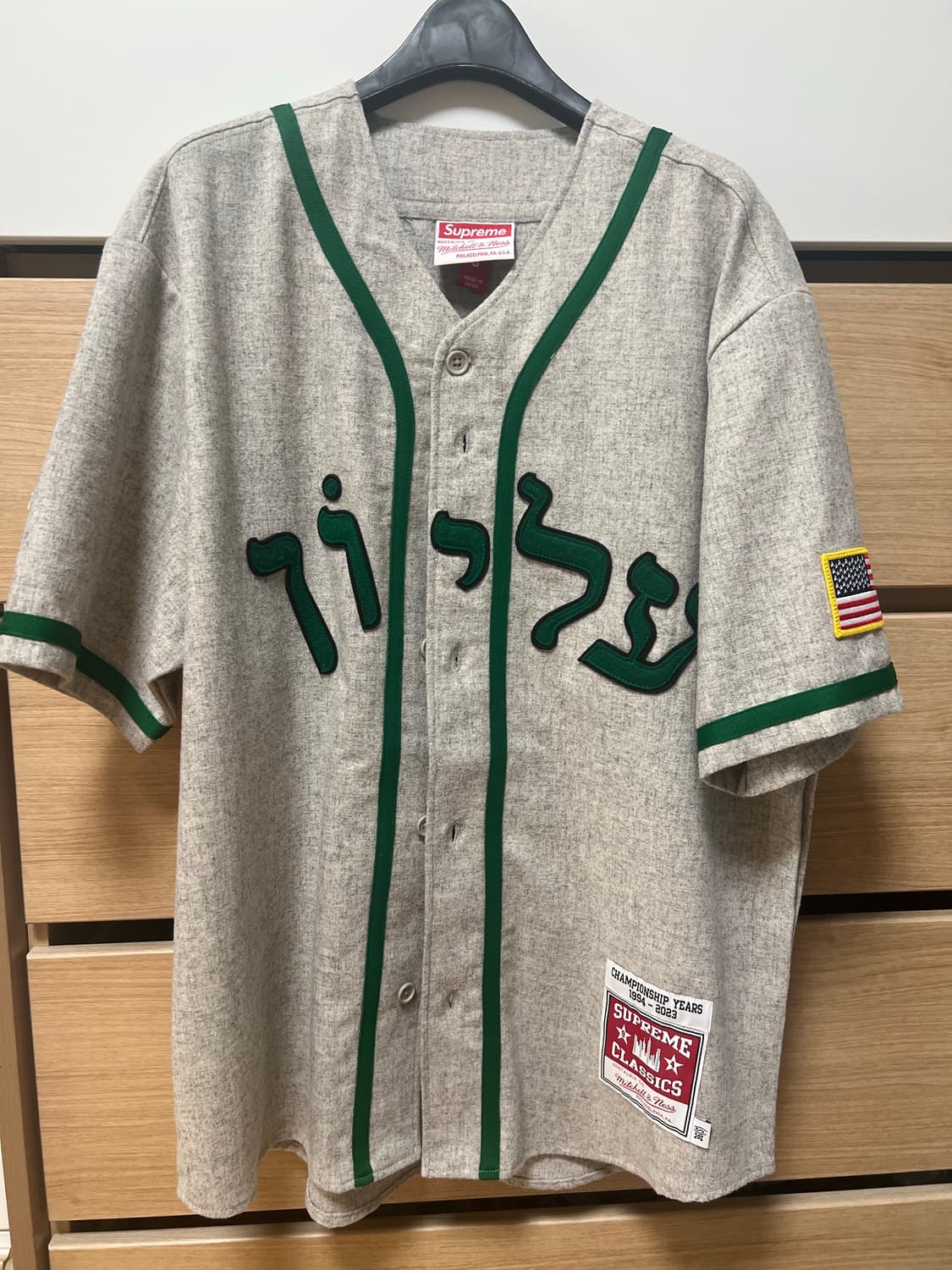 슈프림 미첼 & 네스 울 베이스볼 저지 그레이 - 23FW(s) 상품이미지2