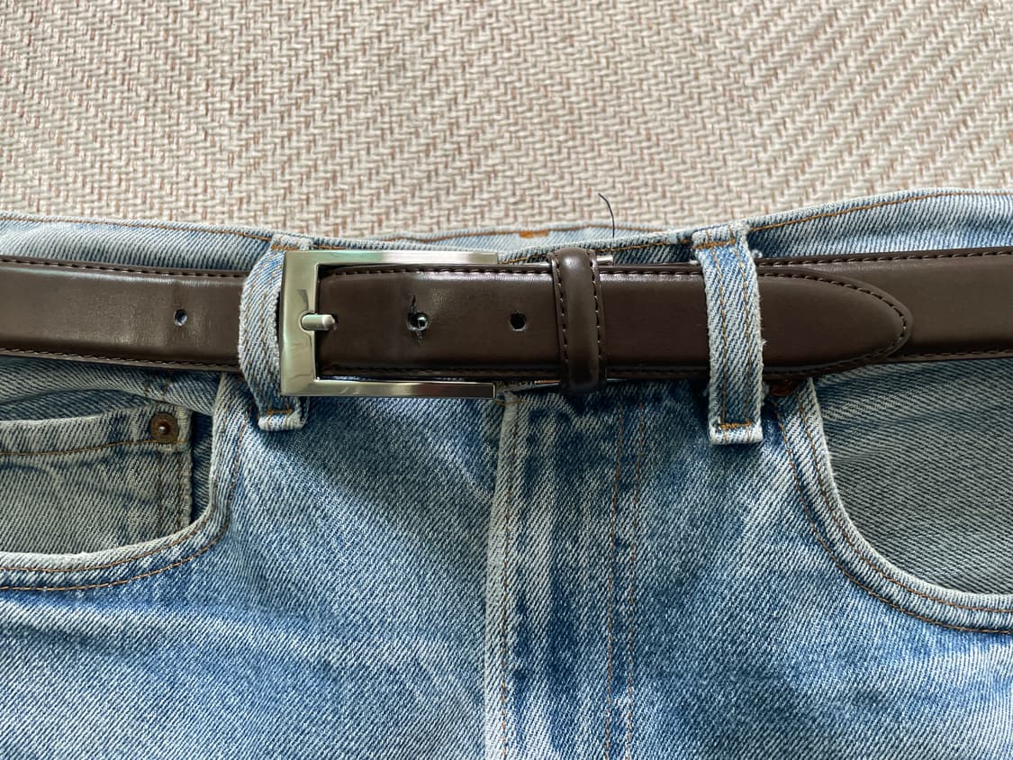 빈티지 실버버클 브라운 레더 벨트  J04080 상품이미지2
