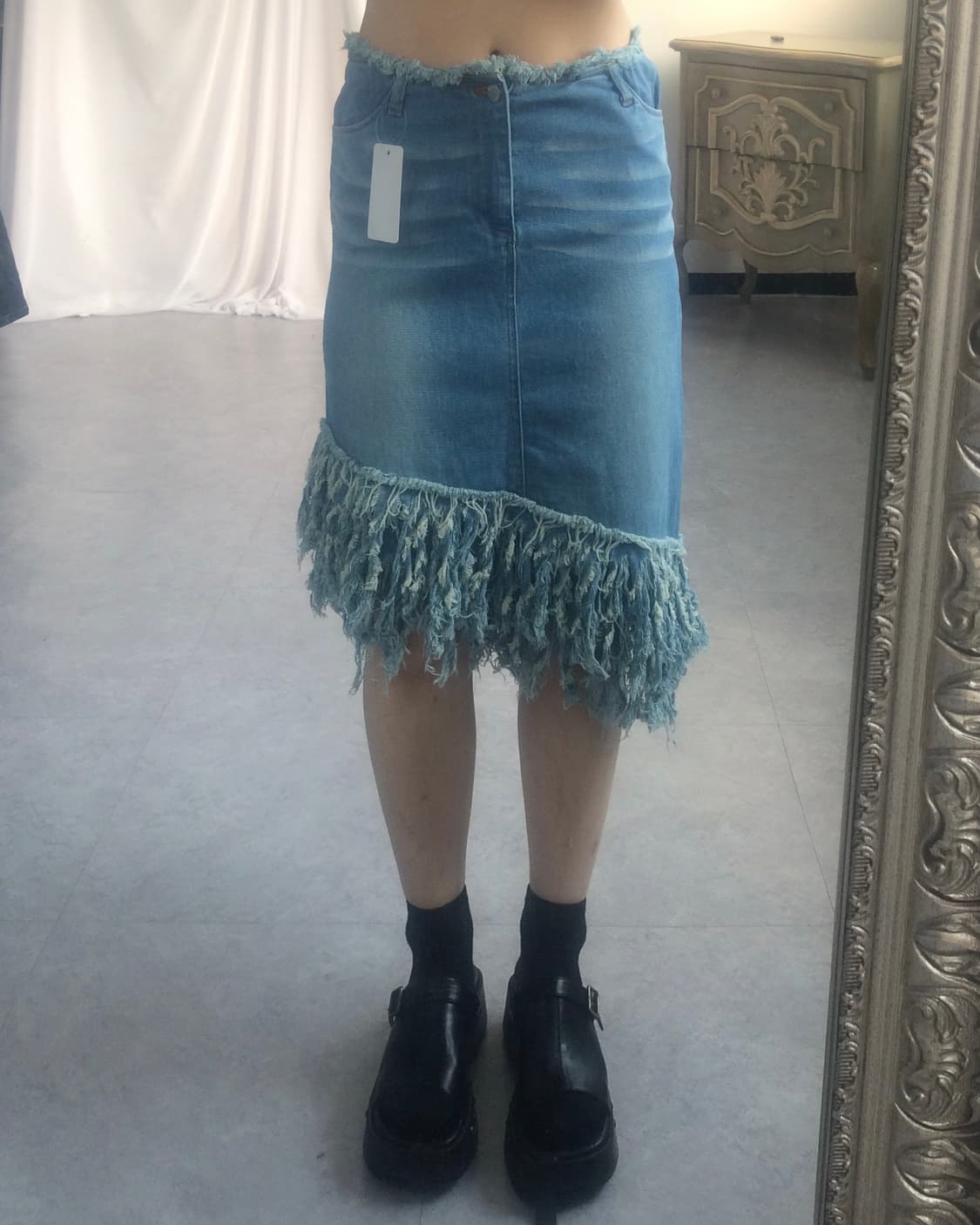 Fringe unbalanced midi skirt 상품이미지7