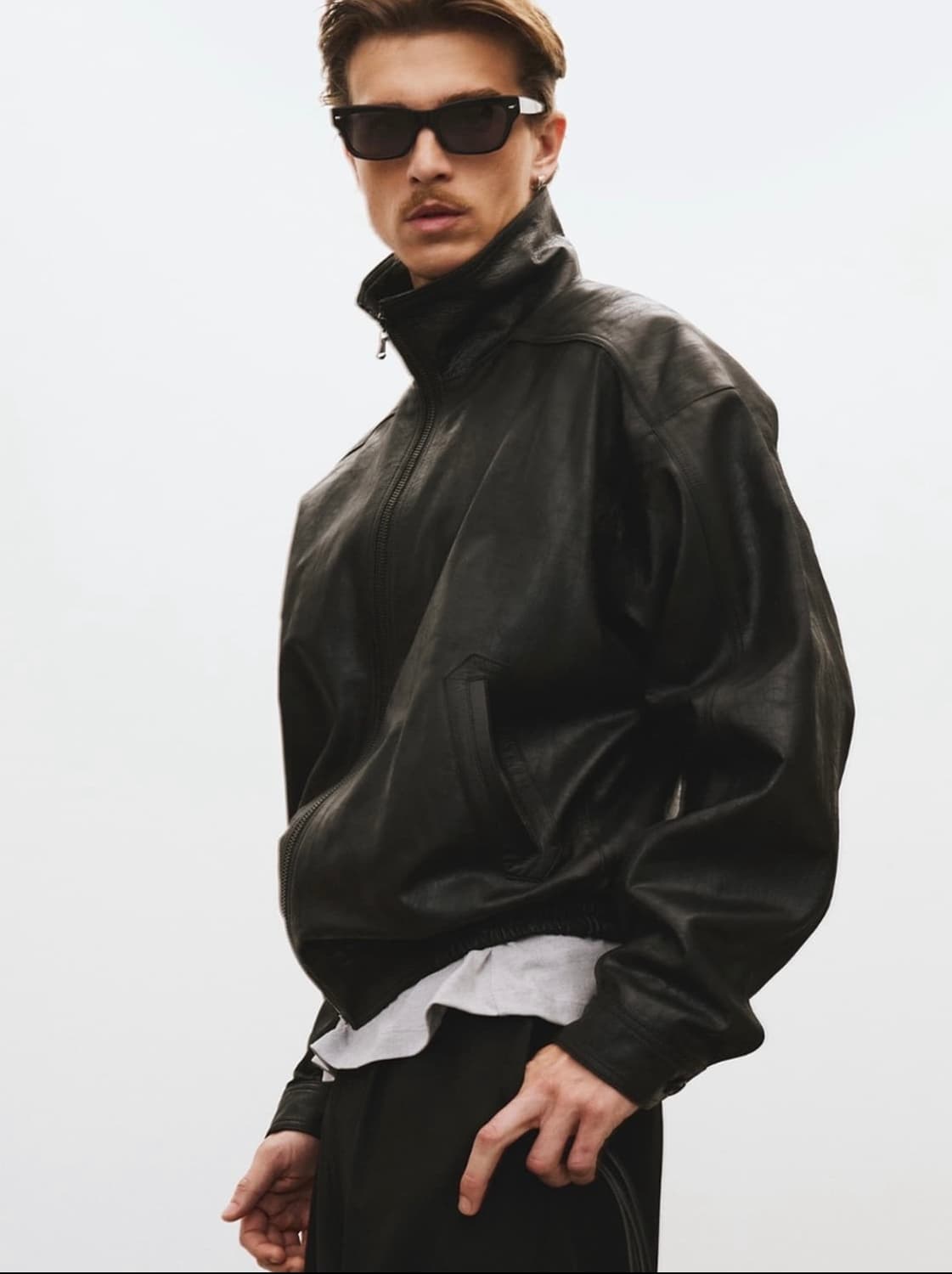 렉토 하이넥 크랙 레더 점퍼 M 상품이미지2