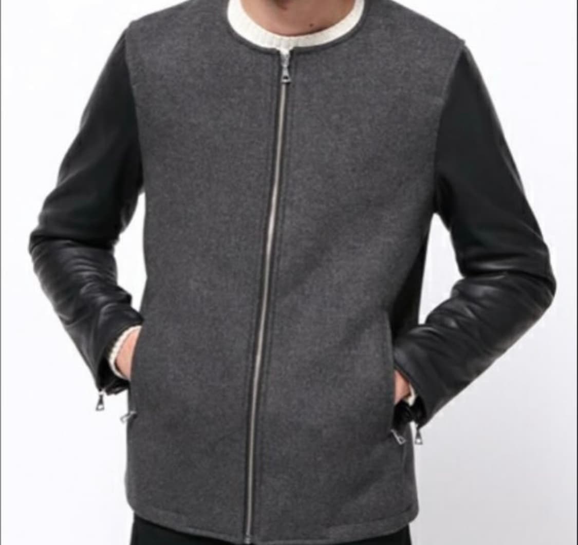 HARE - 레더 슬리브 울 자켓 상품이미지4