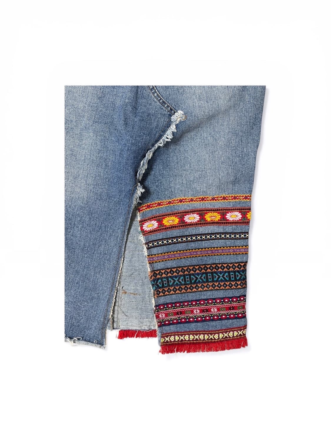 보헤미안 데미지 데님 미디스커트 상품이미지6