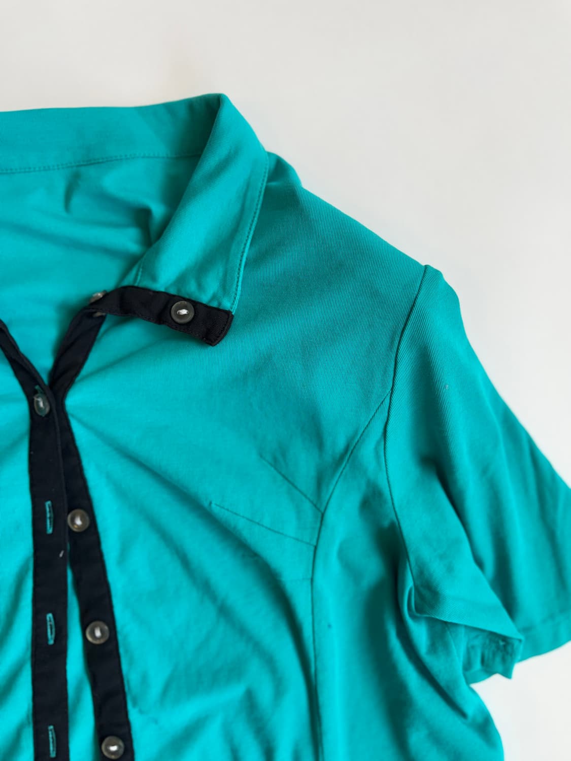 Teal Contrast Knit Shirt 상품이미지2