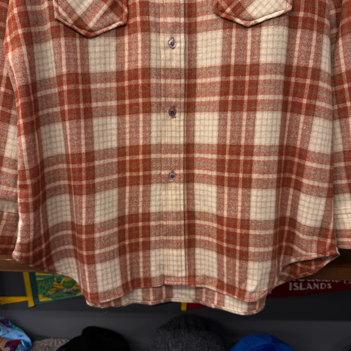 90s PONDEROSA 투 포켓 워크 플란넬 체크 빈티지 셔츠 N126 상품이미지4