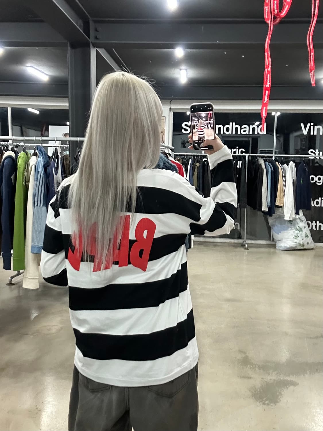 베이프 스트라이프 긴팔 티셔츠 상품이미지1