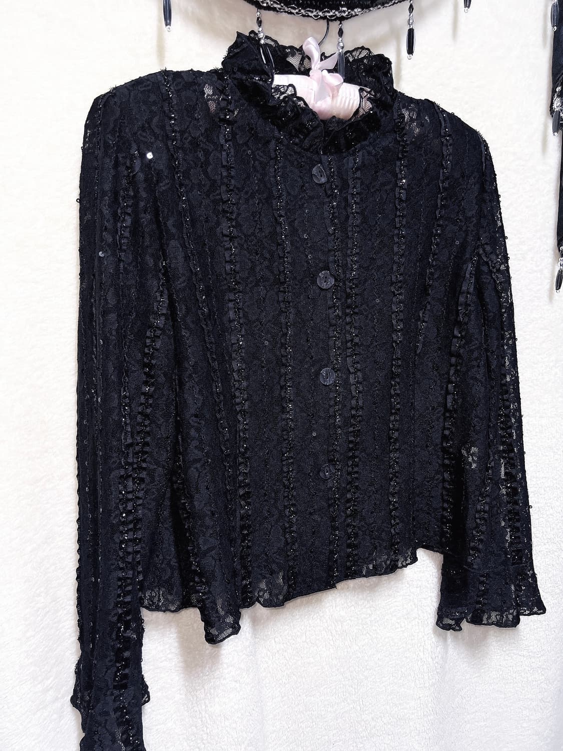 로맨틱고딕 고스로리 펑크 오리엔탈 프릴 레이스 시스루 블라우스 자켓 공겜 상품이미지10