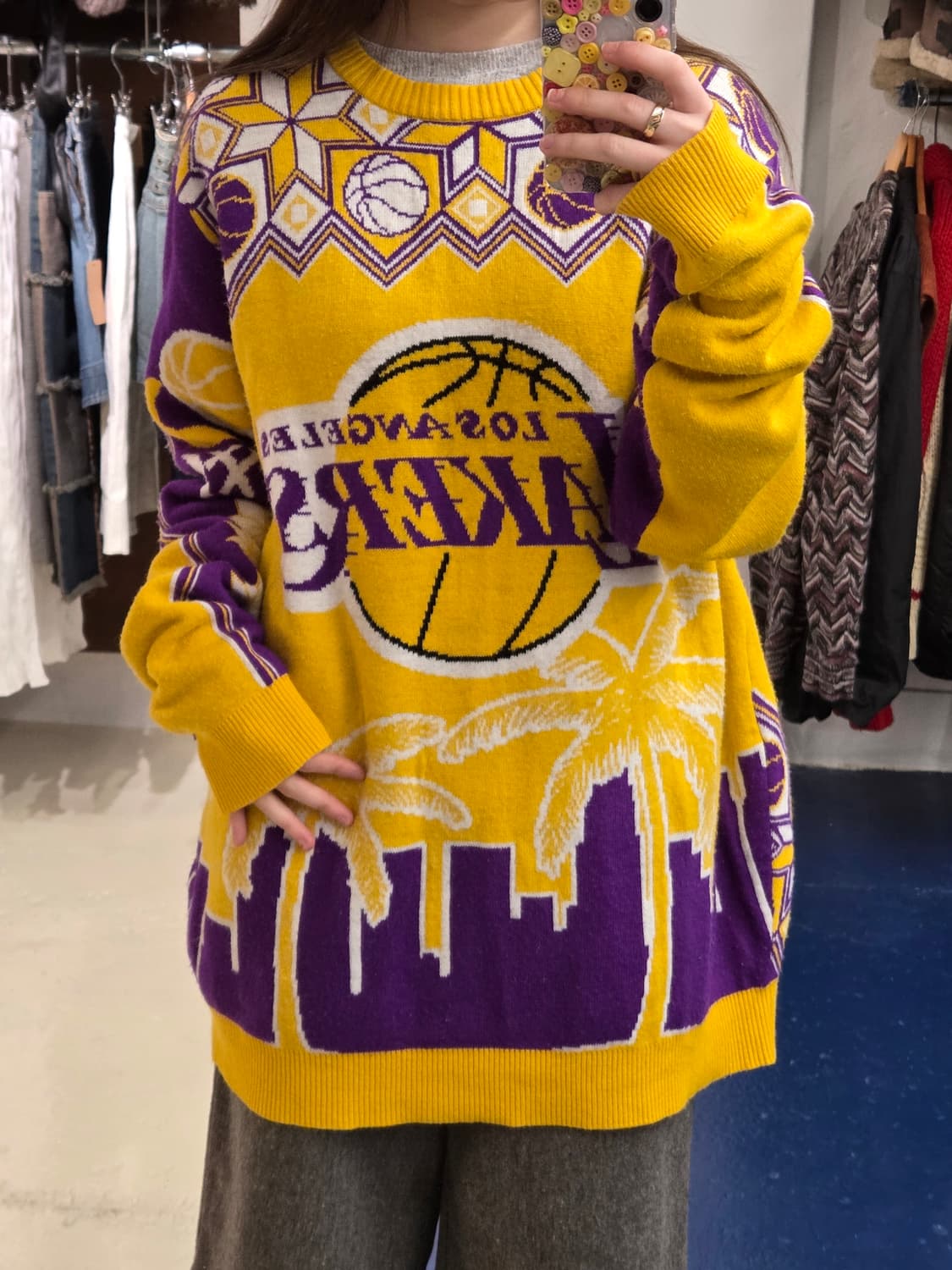 Lakers 레이커스 힙합 올드스쿨 니트 상품이미지1