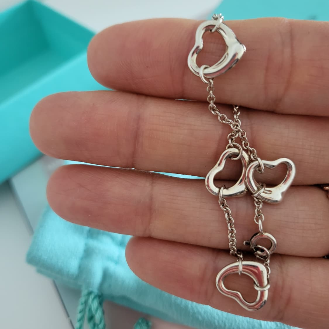 TIFFANY&Co. 정품 매장가147만원 팔찌 엘사퍼레티 오픈하트 실버 상품이미지3