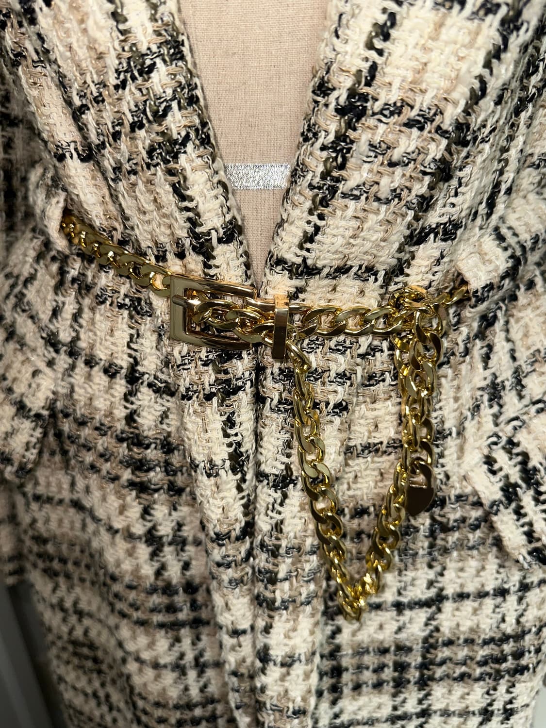 Zara 트위드 롱 자켓 코트 (벨트 포함) 상품이미지2