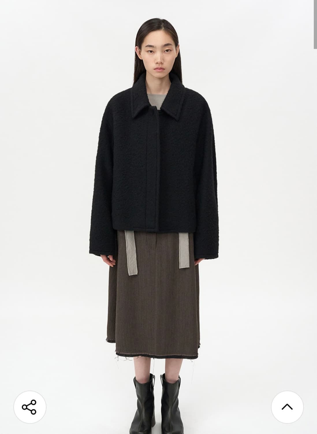 인사일런스 헤어리 알파카 하프 코트 BLACK 상품이미지1