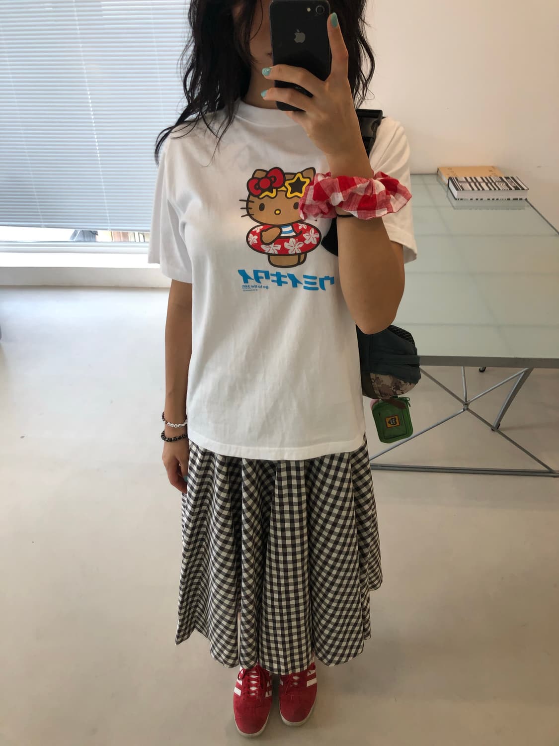요시이나바 모리걸 체크 플레어스커트 브라운 상품이미지1