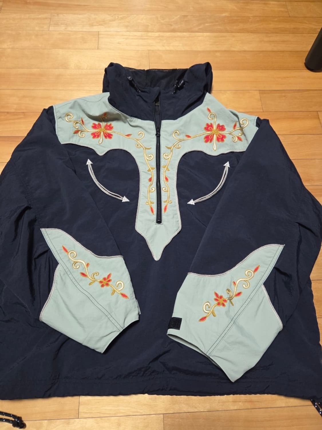 캐피탈 나일론 태피터 투톤 테네시 플라워 파카 블랙 민트 상품이미지1