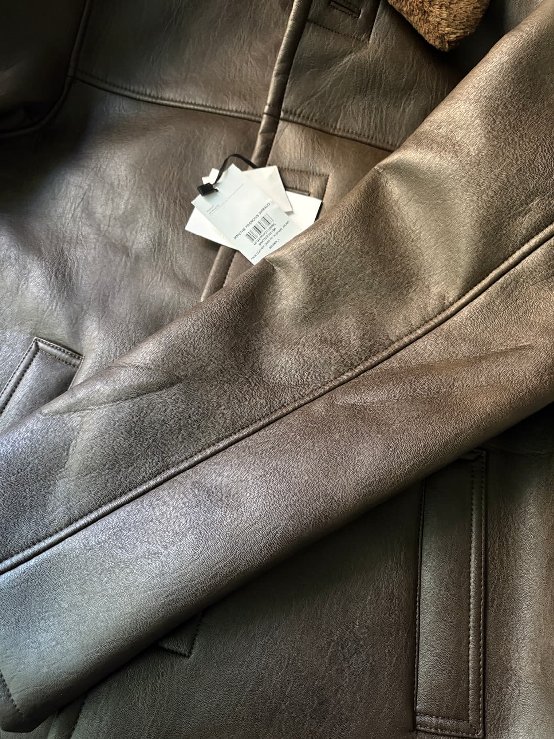 마리떼 오버핏 레더 무스탕 브라운 L (새상품) 상품이미지10