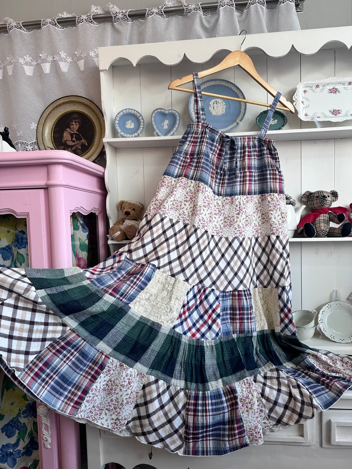 패치워크 플라워 롱 원피스 상품이미지3