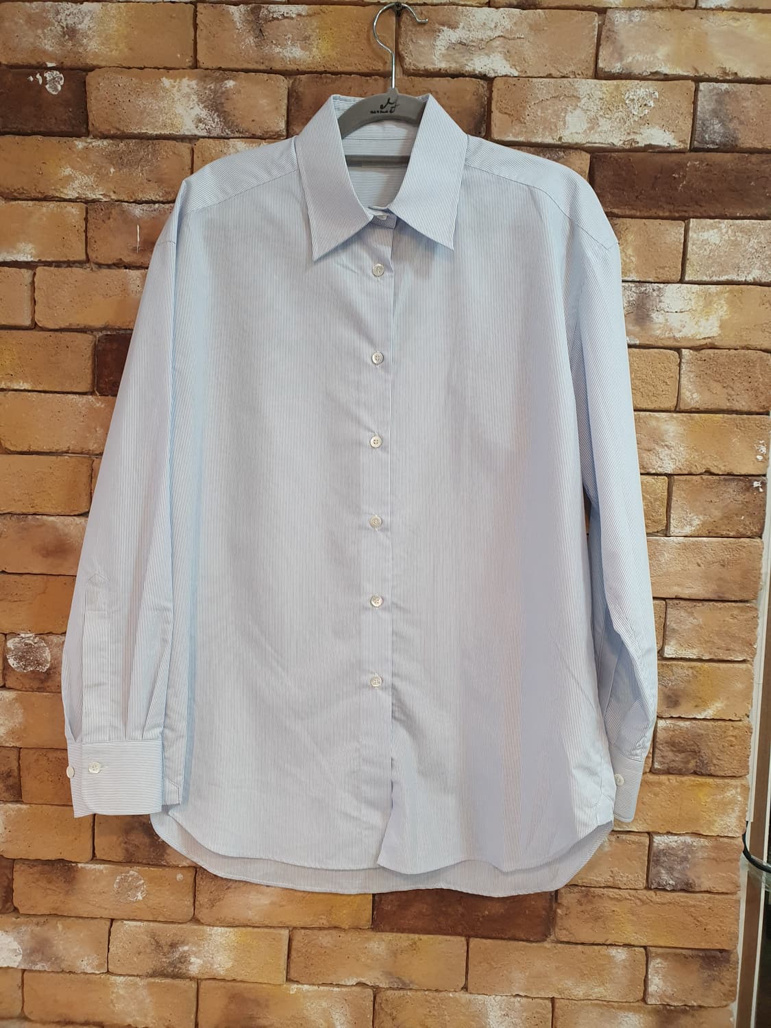 상태최상)GROVE 블루 스트라이프 셔츠 상품이미지1