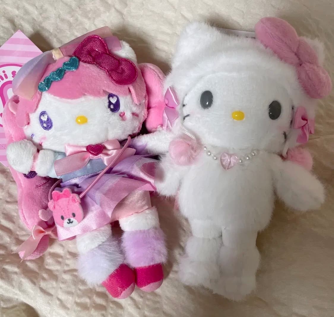 산리오 하라주쿠 한정 헬로키티 롱다리 인형 키링 세트 롱다리키티 갸루키티 상품이미지1