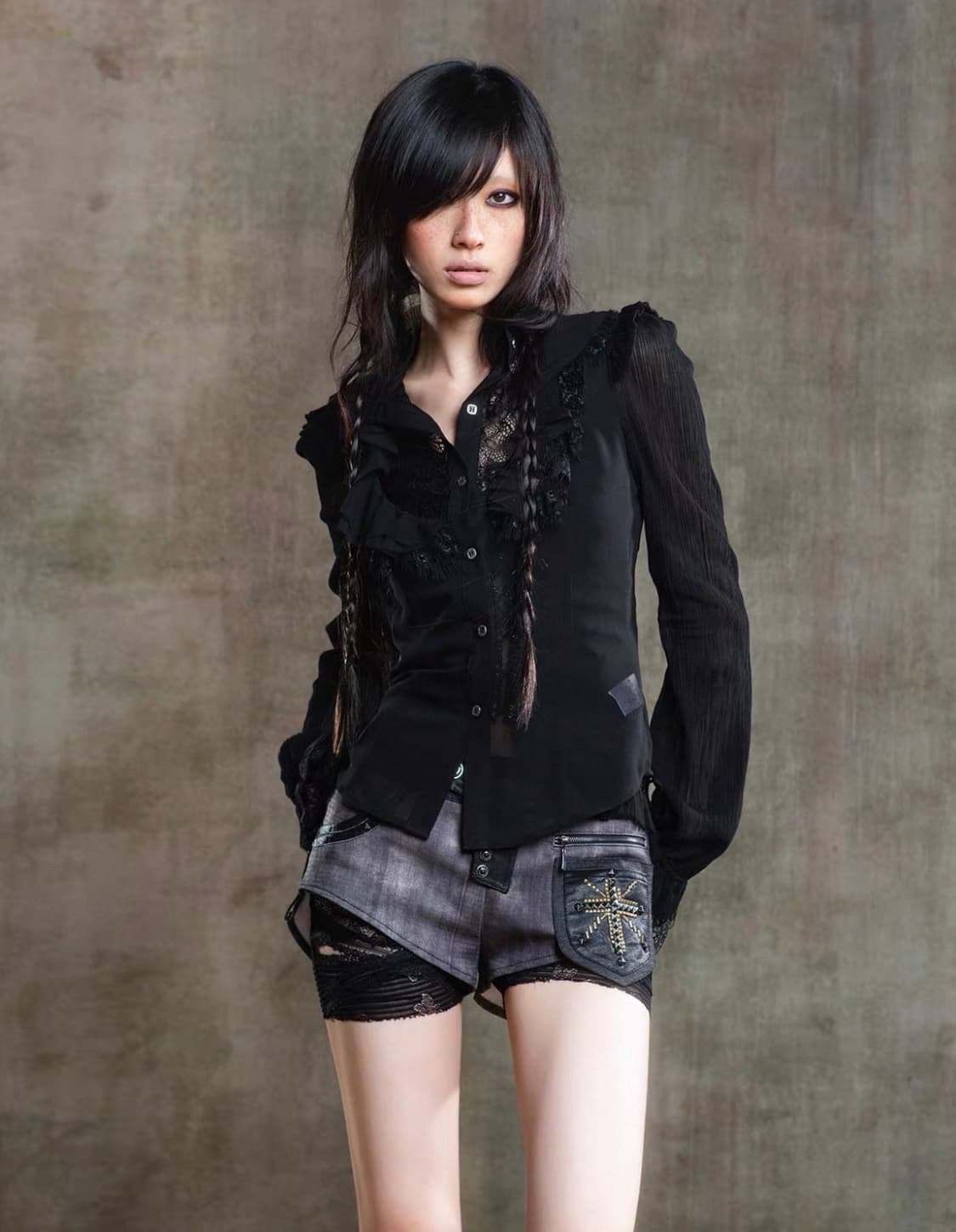 Ariadnaw 블랙 레이스 숏팬츠 상품이미지2