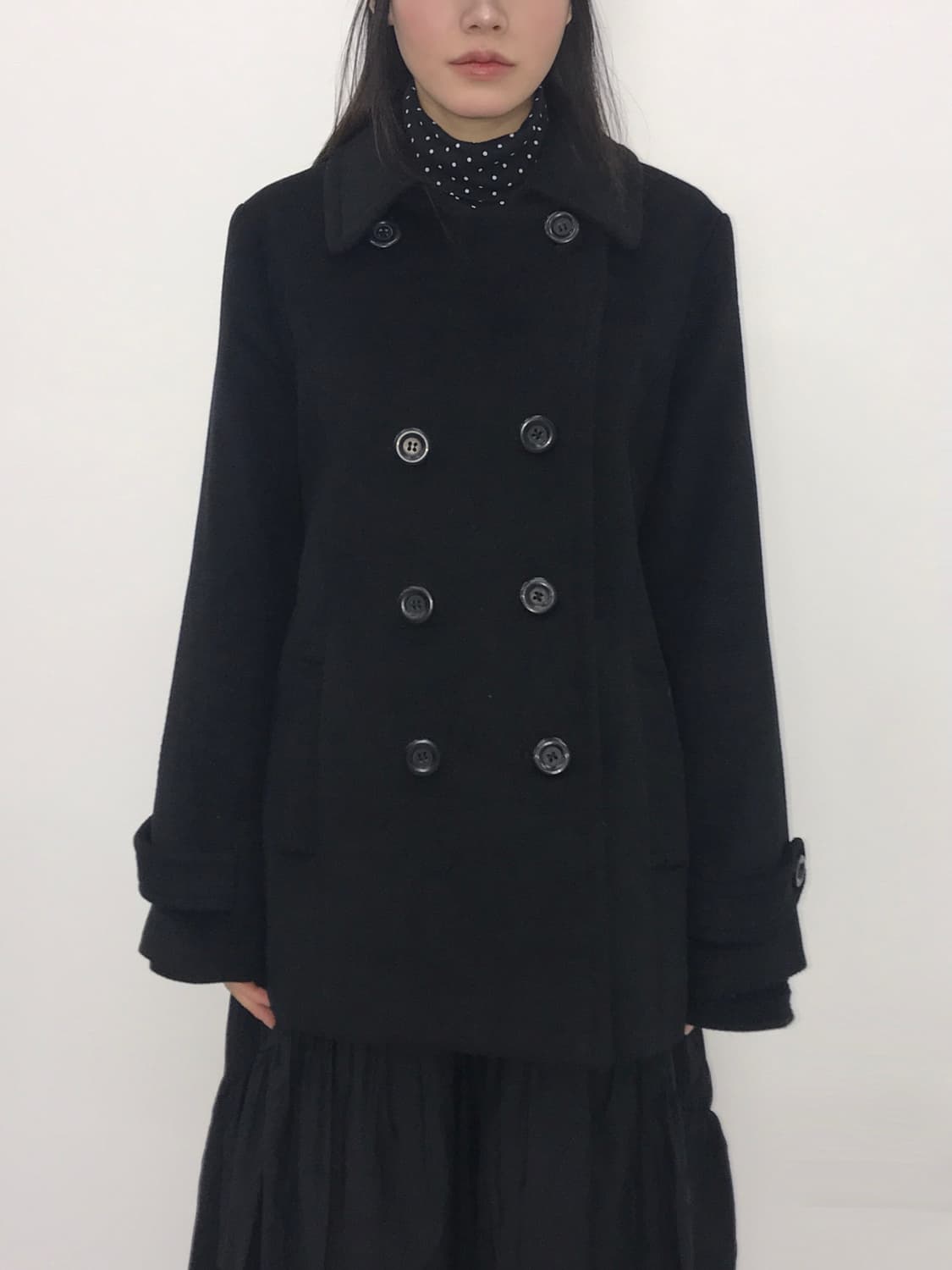  Sorridere Black Double-Breasted Peacoat 상품이미지2