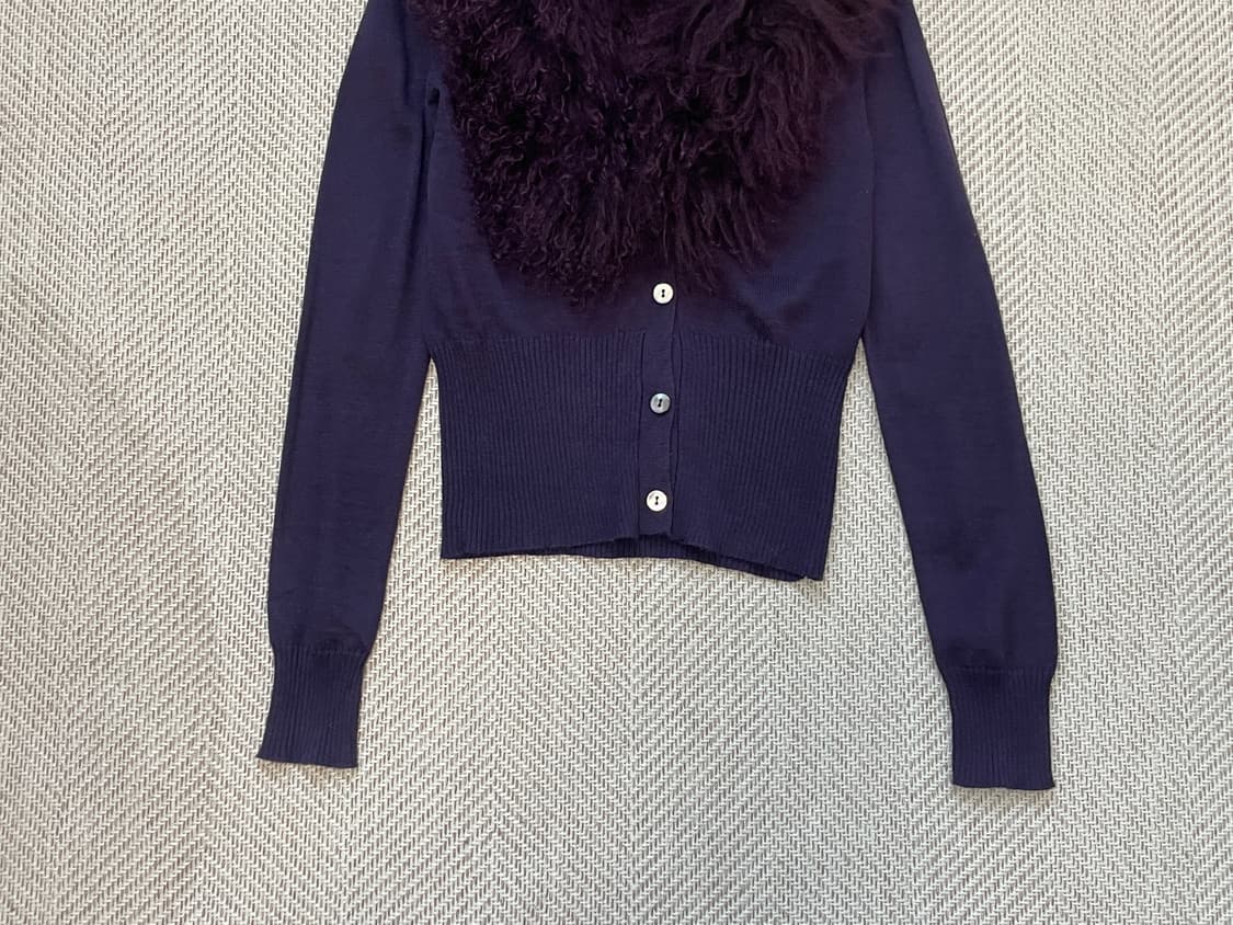 빈티지 티베트 램 퍼트리밍 가디건 J04127 y2k goa 상품이미지6