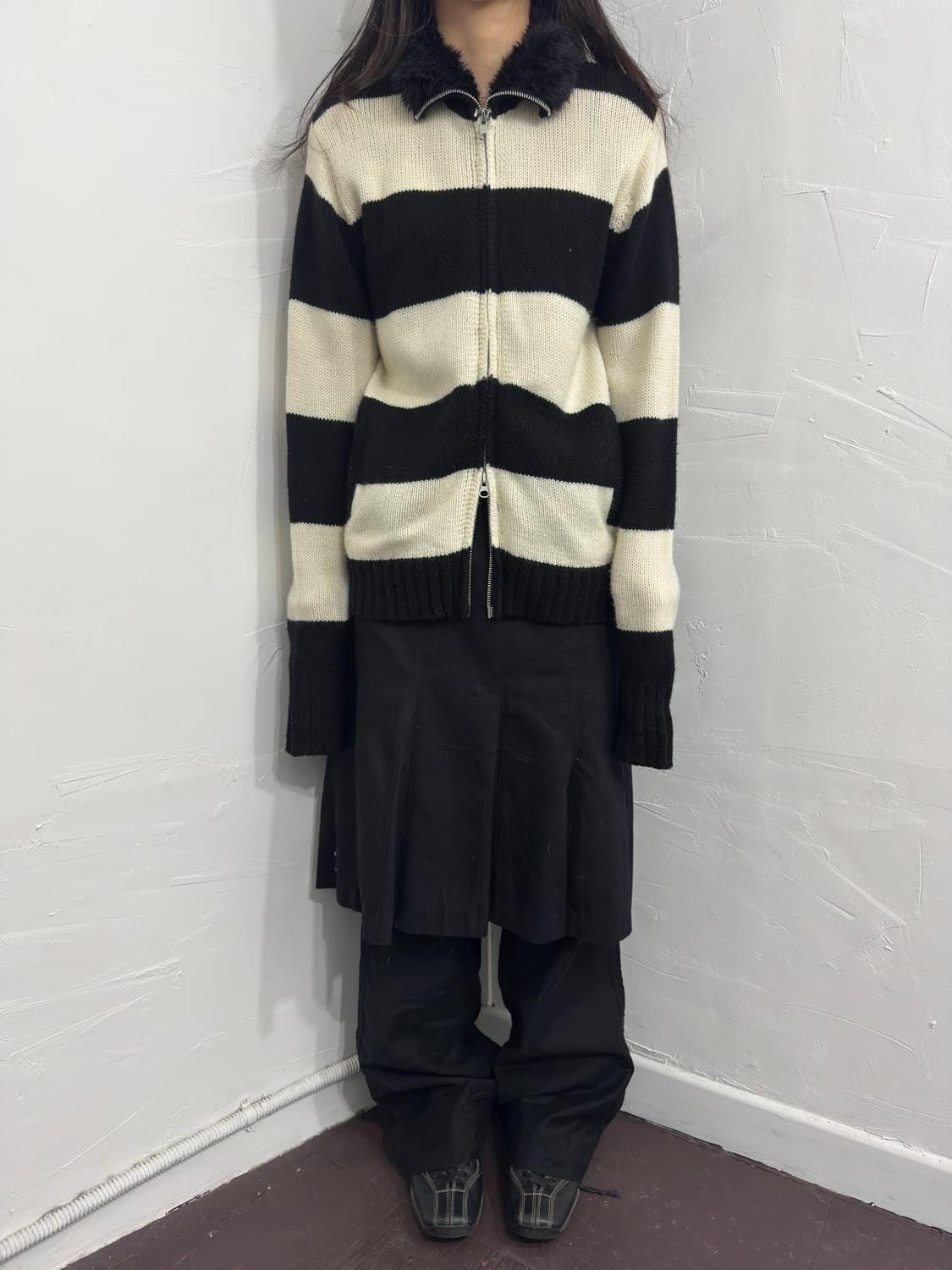 stripe knit twoway zipup 상품이미지3
