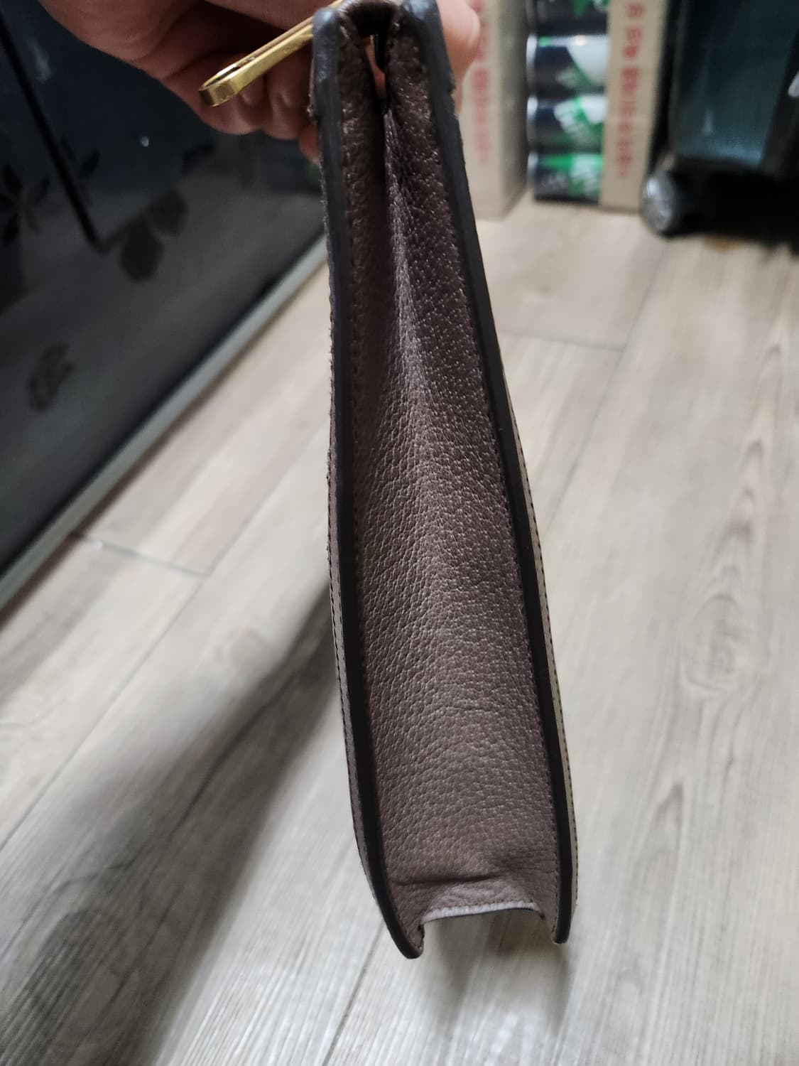 구찌 오피디아 GG 수프림 캔버스 포트폴리오 케이스 베이지 에보니 브라운 상품이미지3