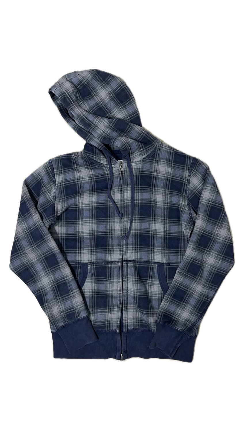 Uniqlo 올드 유니클로 블루 체크 후드집업 상품이미지5