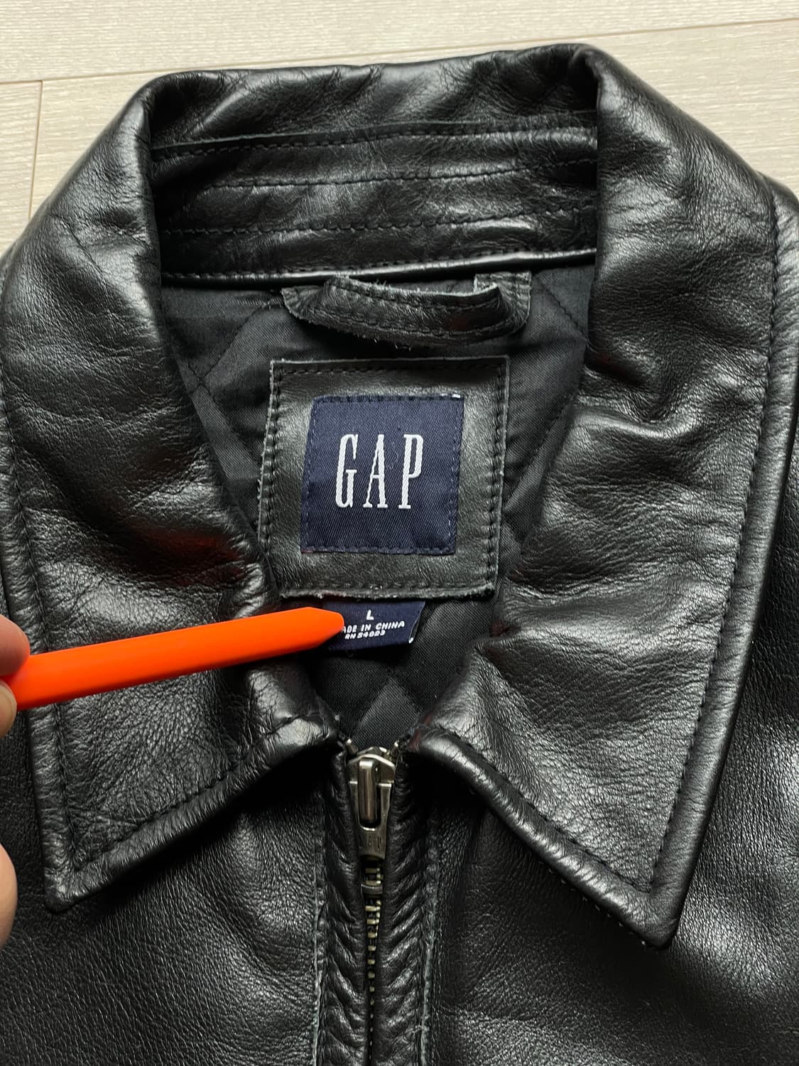 90s 올드갭 레더 자켓 블랙 상품이미지3