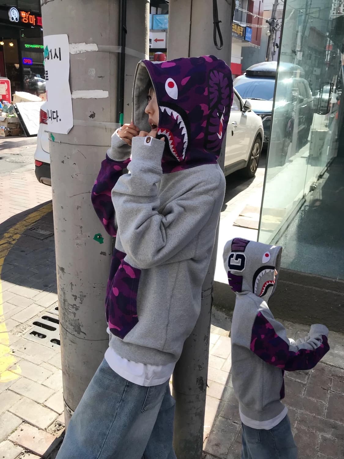 Bape Purple Camouflage Two-Way Hood Zi 상품이미지1