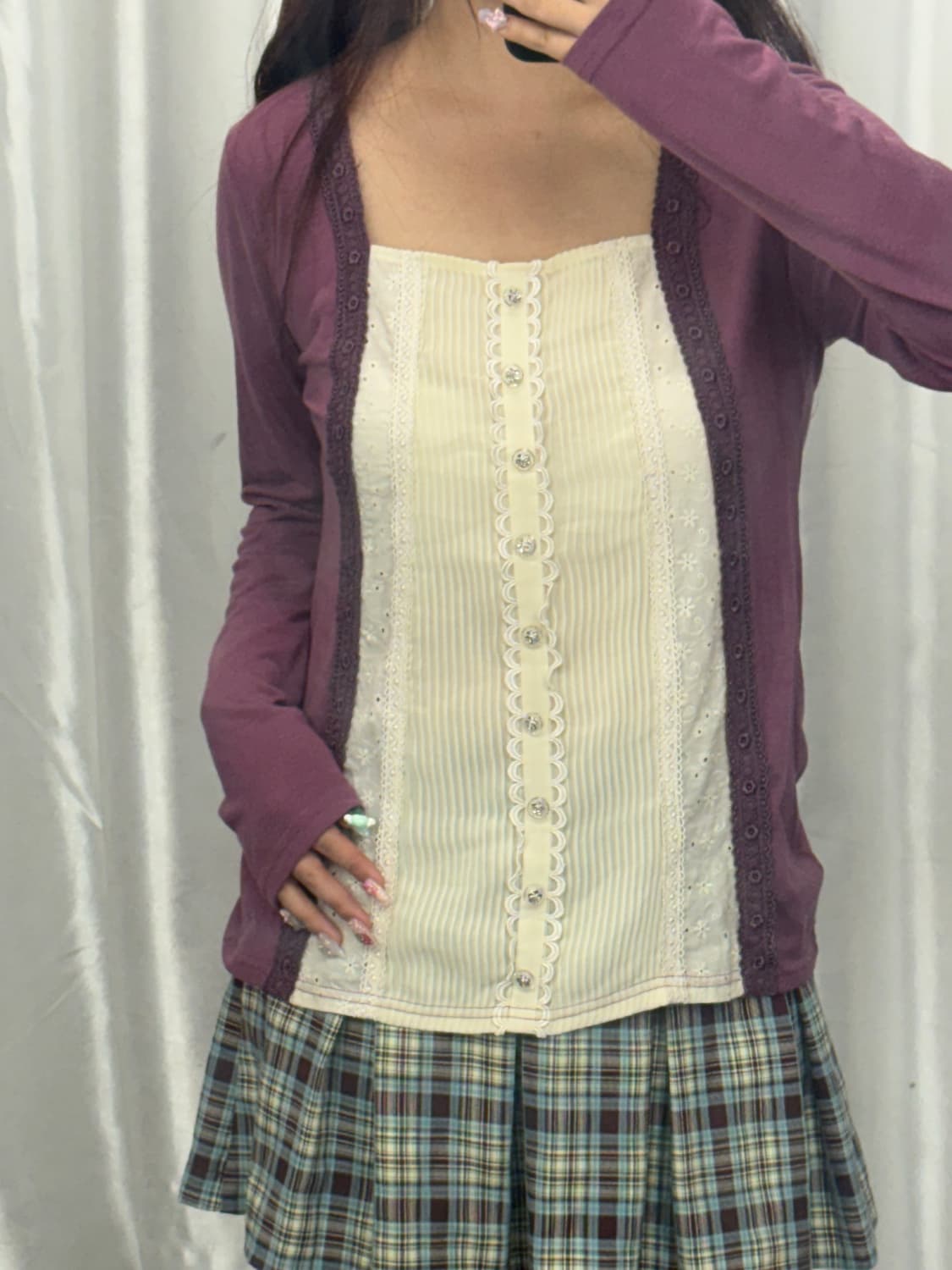 Axes pemme Purple Lace Long Sleeve 상품이미지1