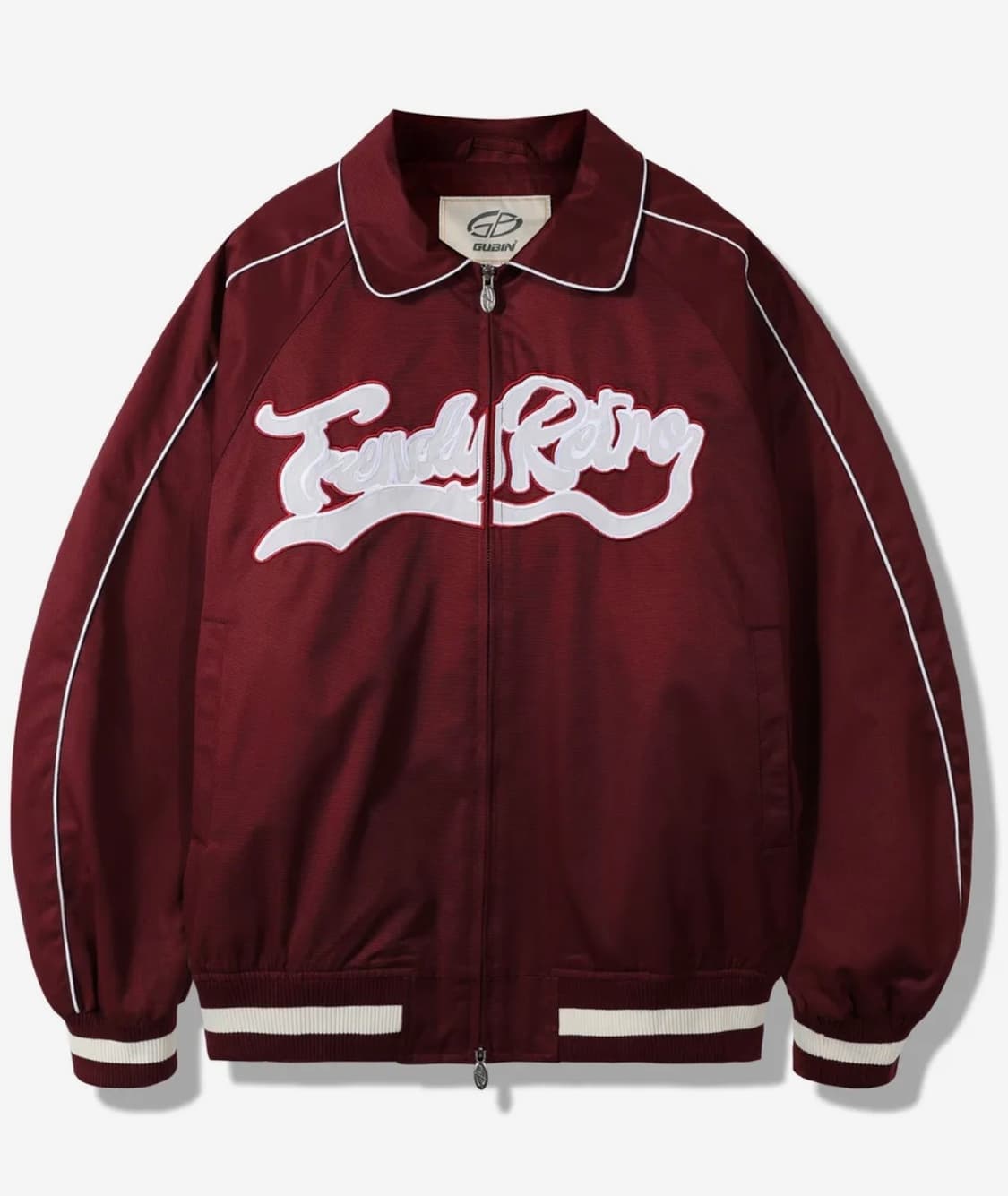 구빈 빅 로고 파이핑 블루종 - 버건디 M 상품이미지1