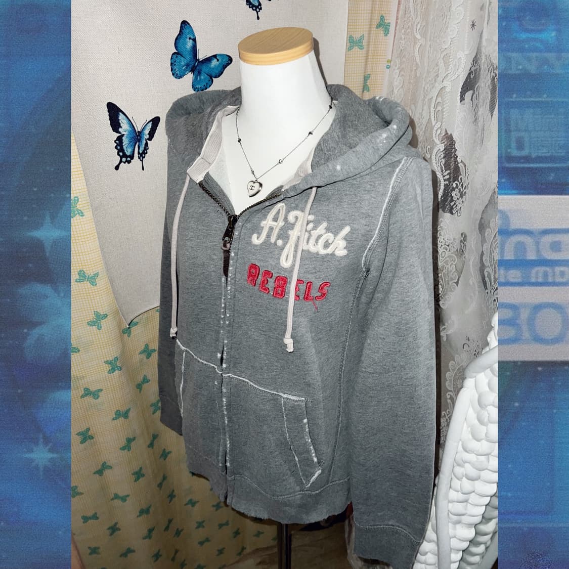 아베크롬비 그레이 데미지 포인트 후드 집업 상품이미지4