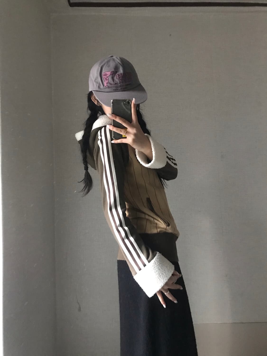 아디다스 00s 브라운 퍼후드집업 상품이미지5