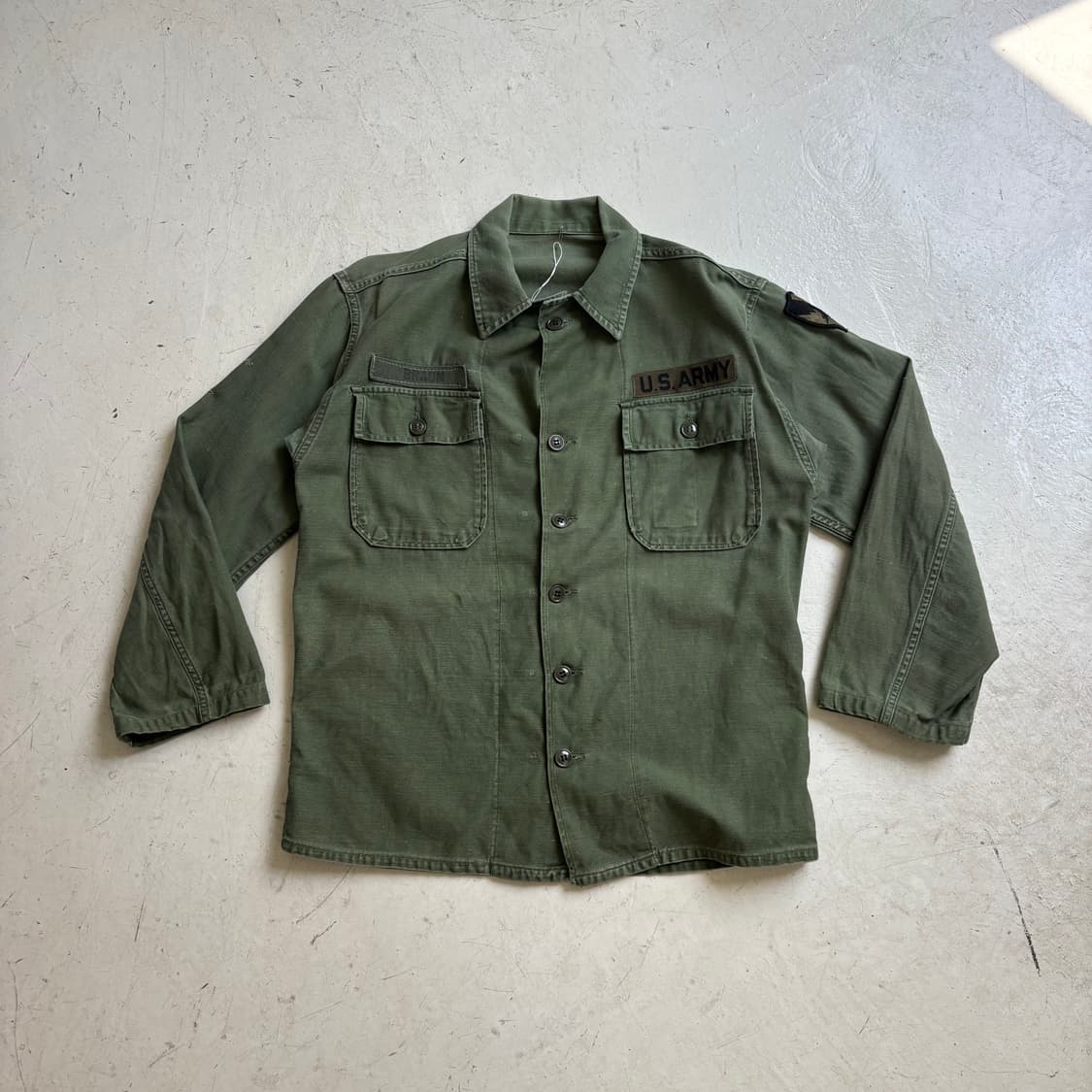 70s U.S. ARMY OG 107 유틸리티 셔츠 M 상품이미지1