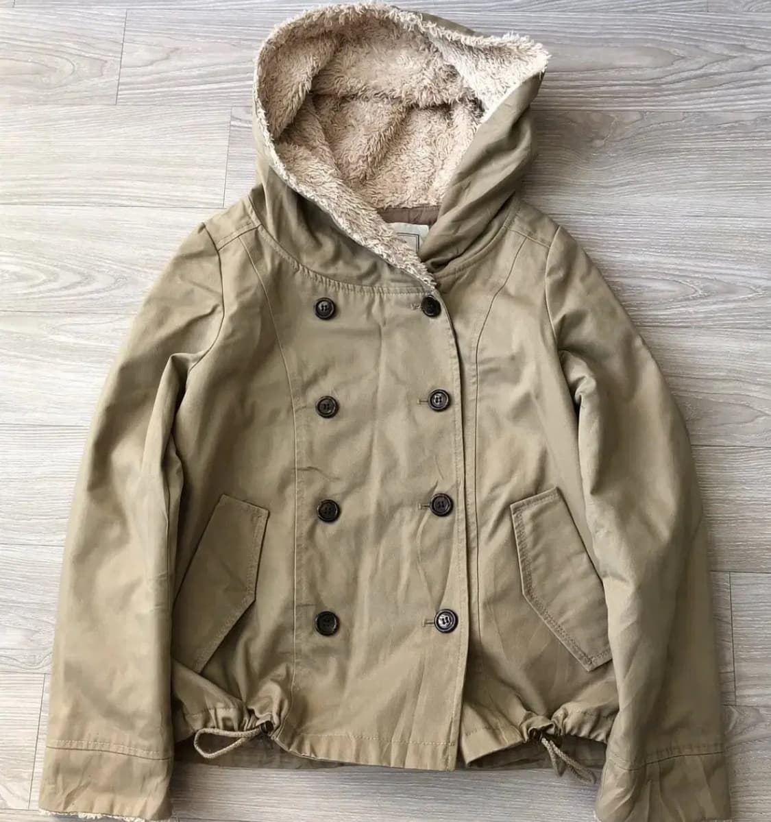 빈티지 더블 후드 베이지 숏코트 샵페어리 상품이미지2