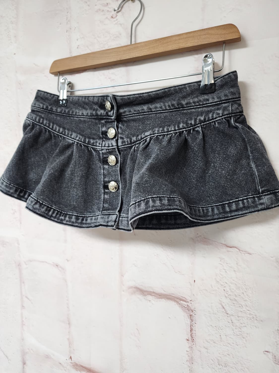 오브제 블랙 워싱 데님 미니스커트 상품이미지2