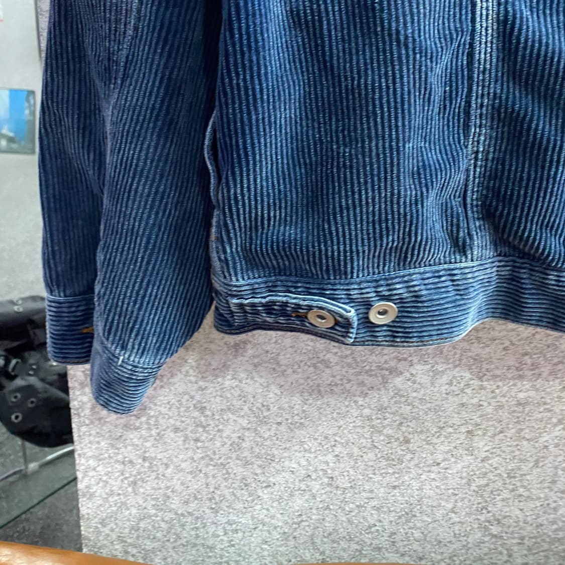 예스아이씨 네이비 자수 스펠아웃로고 코듀로이 트러커 자켓 B4472 상품이미지6