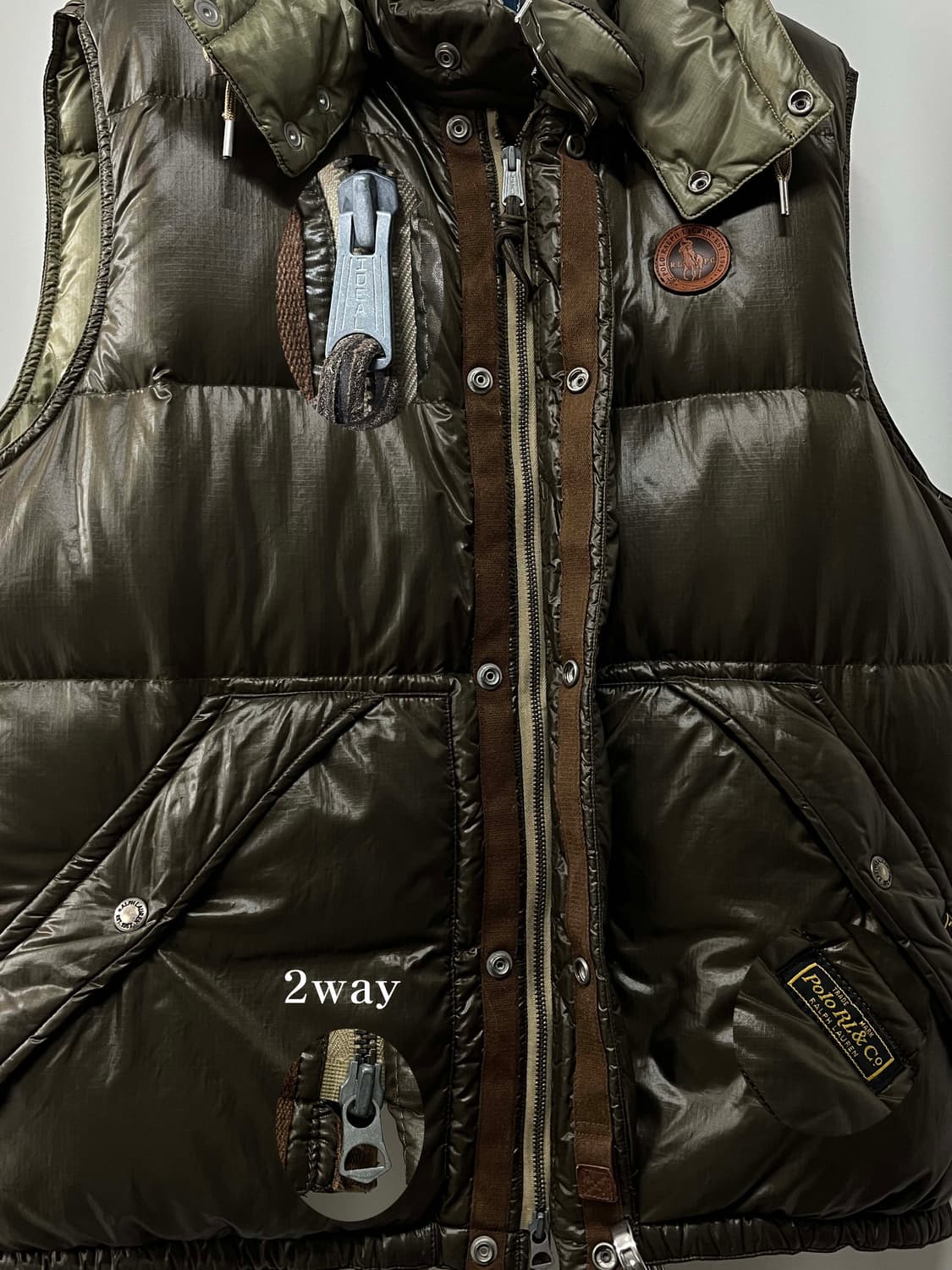 폴로 랄프로렌 우드브라운 쿠키와펜 립스탑 다운 베스트 자켓 상품이미지6