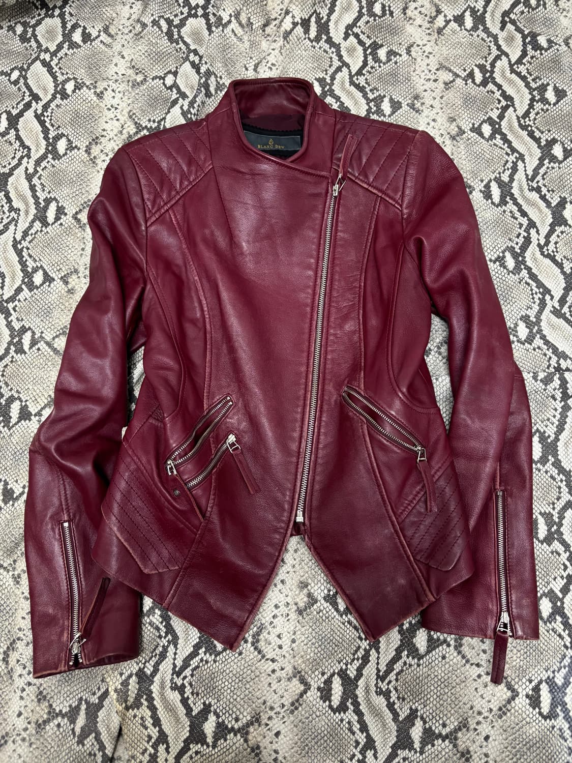 Burgundy Draped SheepSkin Jacket 상품이미지1